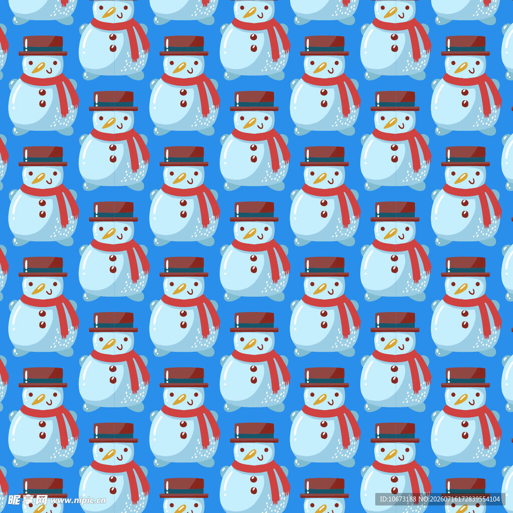 蓝色背景上的雪人图案