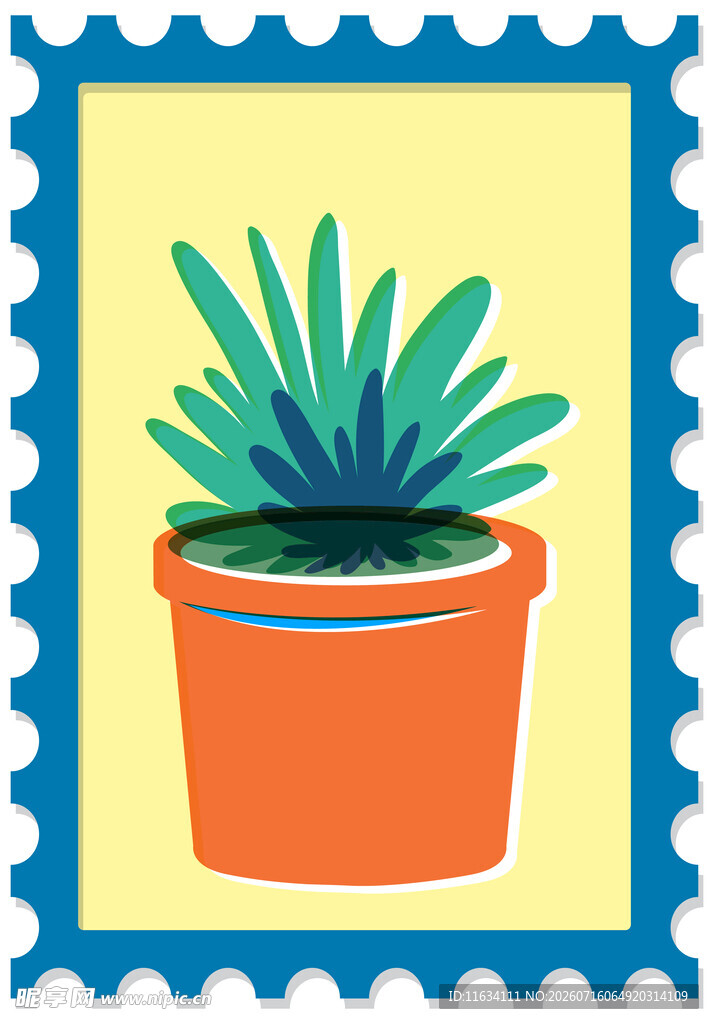盆栽多肉植物插画