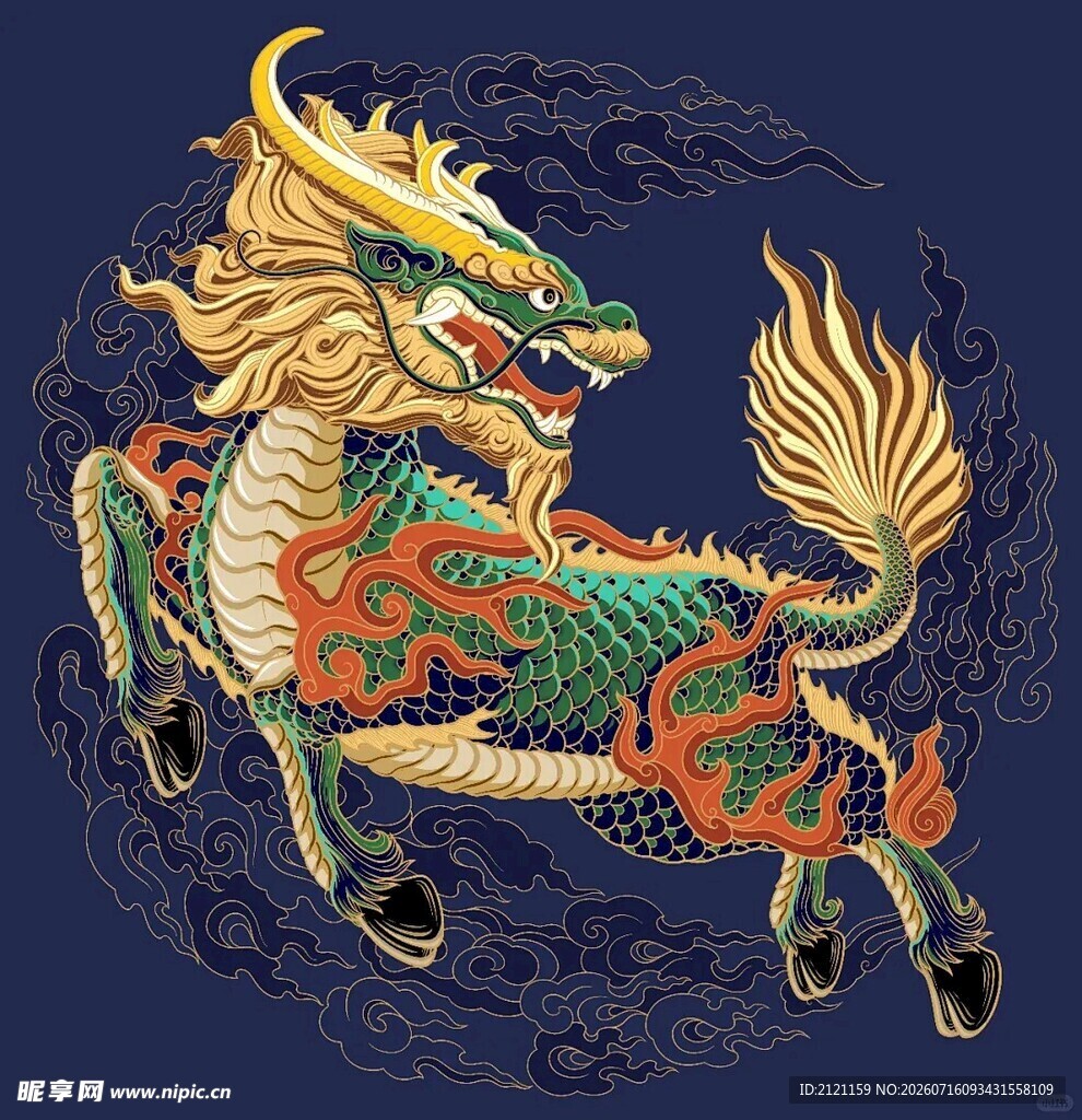 传统神兽麒麟精美图案