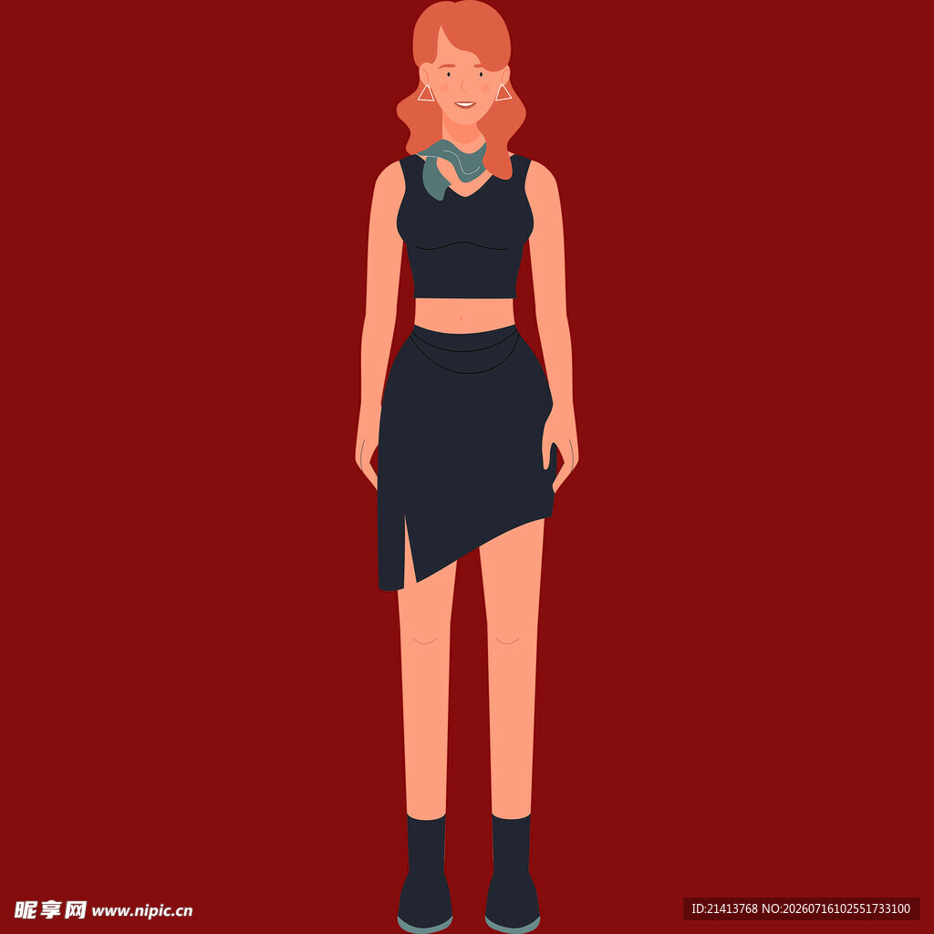 时尚运动风女性插画形象
