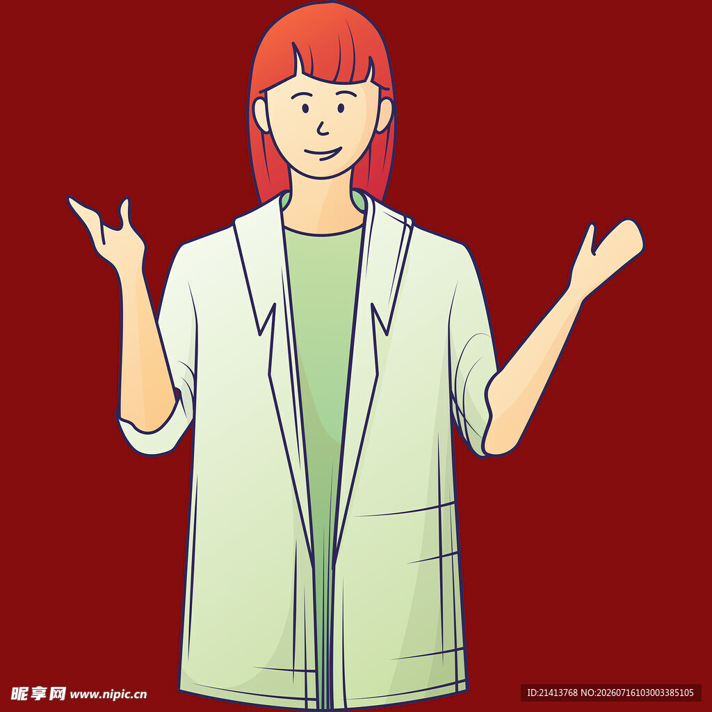 红发女子摊手显无奈