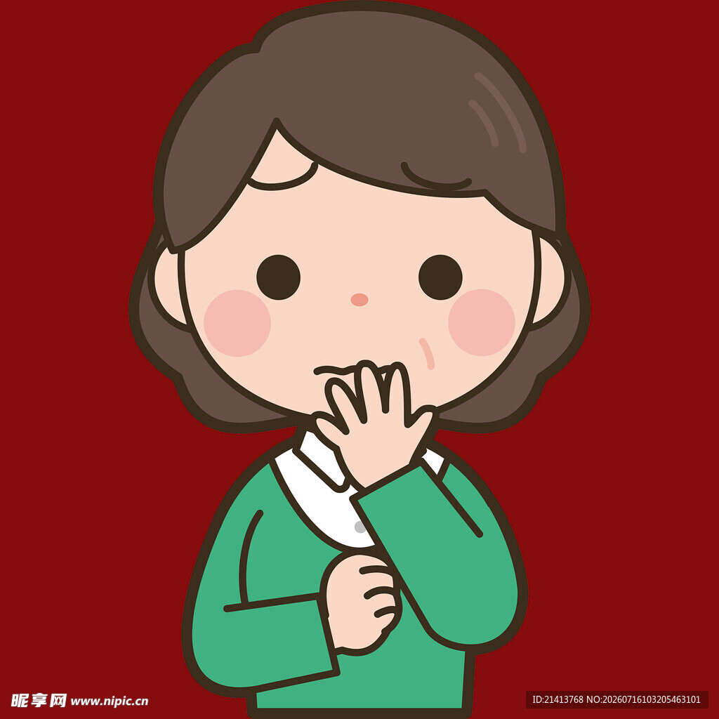 害羞女孩捂嘴小动作