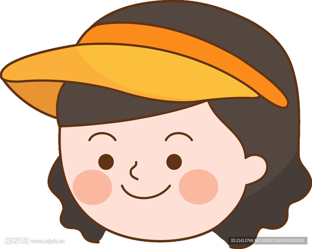 戴遮阳帽的微笑女孩