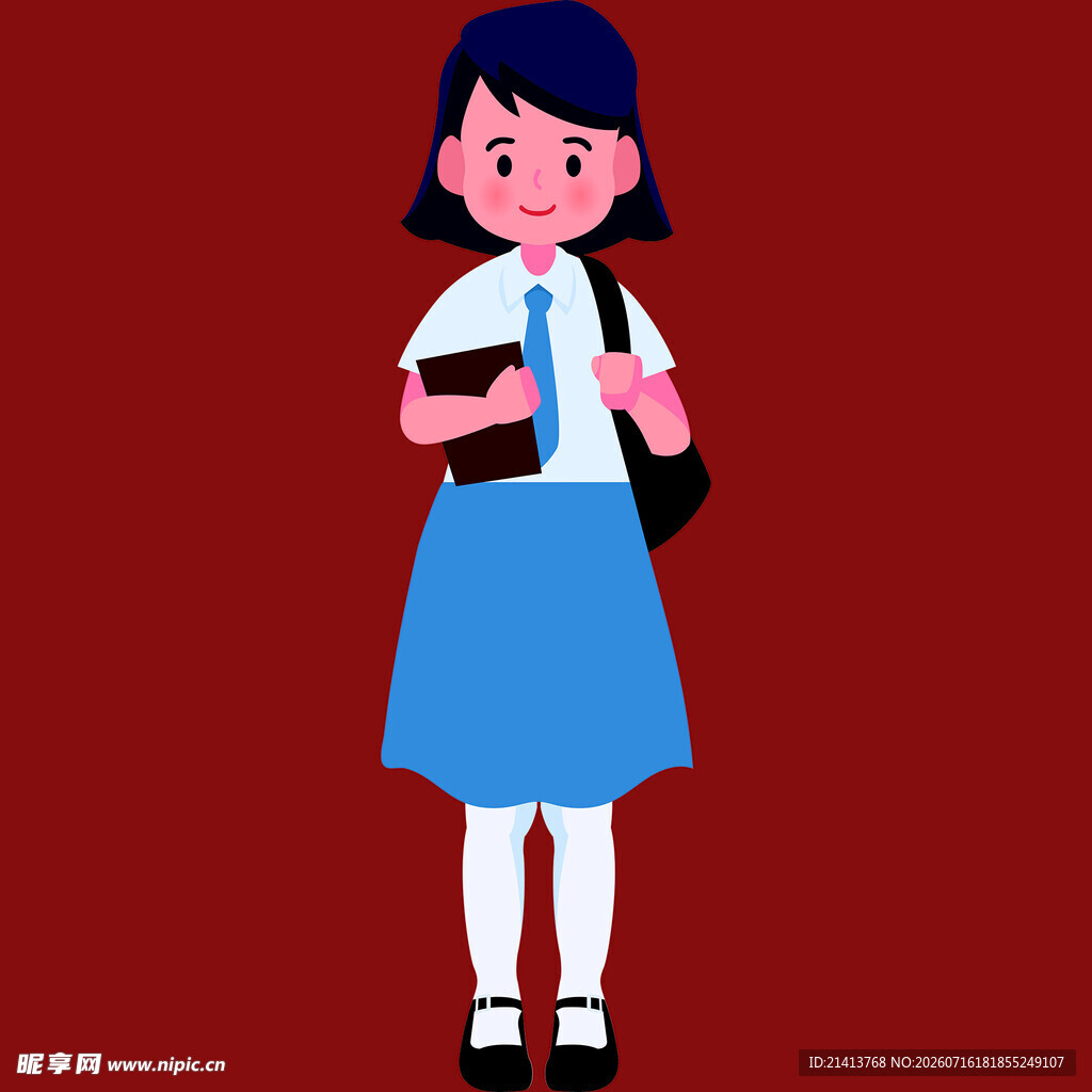 背着书包的校园女孩