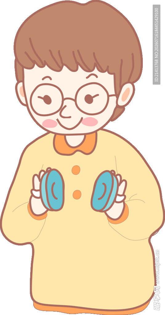 戴眼镜男孩手持物品