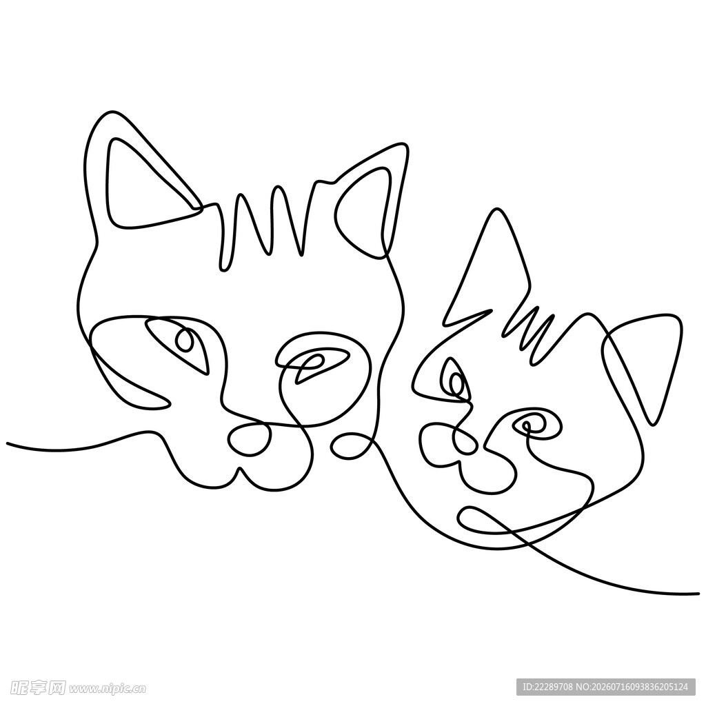双猫线条画