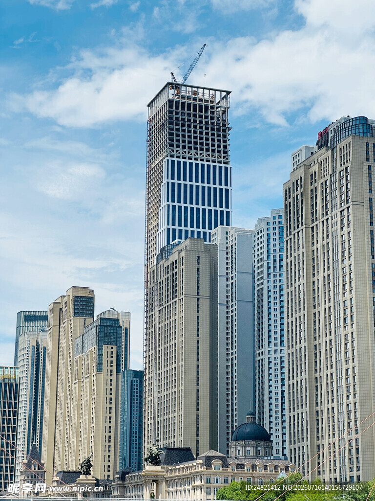 都市摩天大楼建筑群景观
