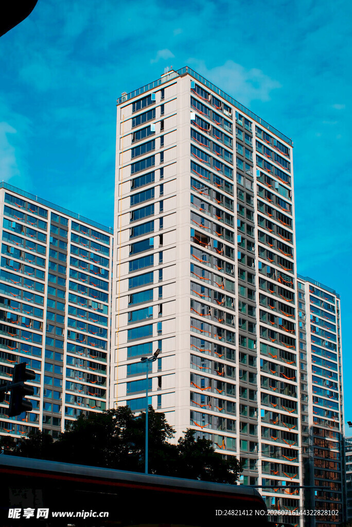 现代高层住宅楼景观