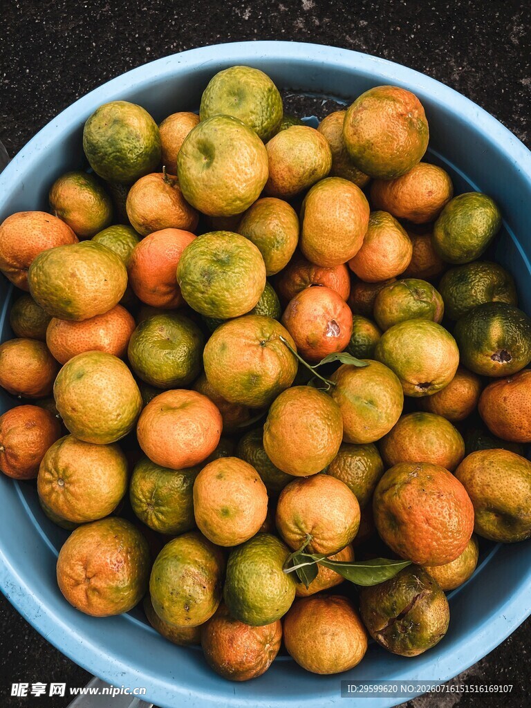 蓝碗中的多彩小番茄