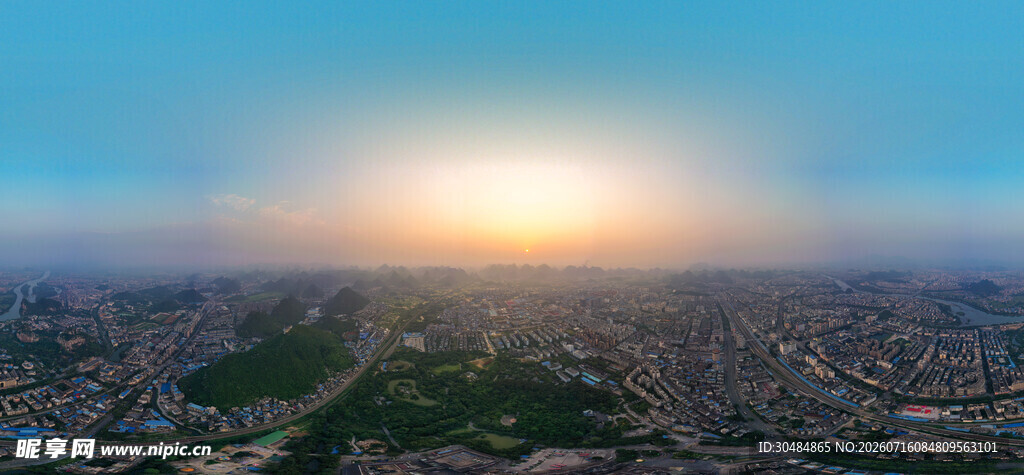 桂林城市日出壮丽景观