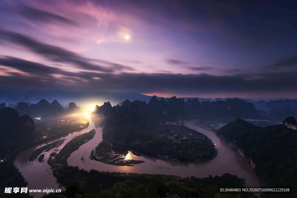 桂林山河月夜美景