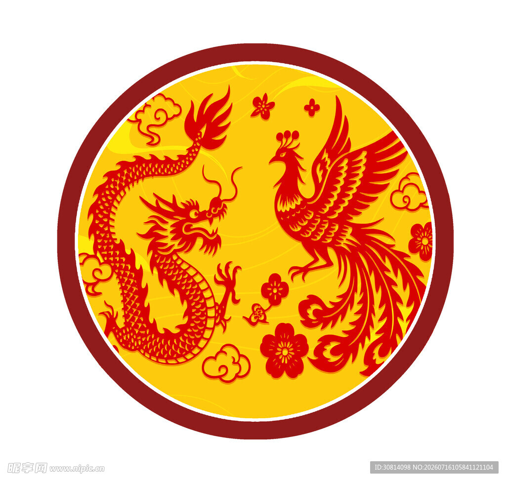 龙凤圆形图案