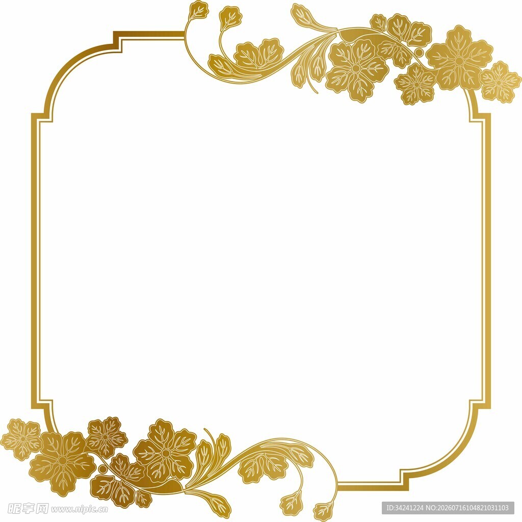 金色花卉边框装饰图案