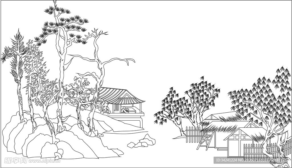 水墨山水风景图