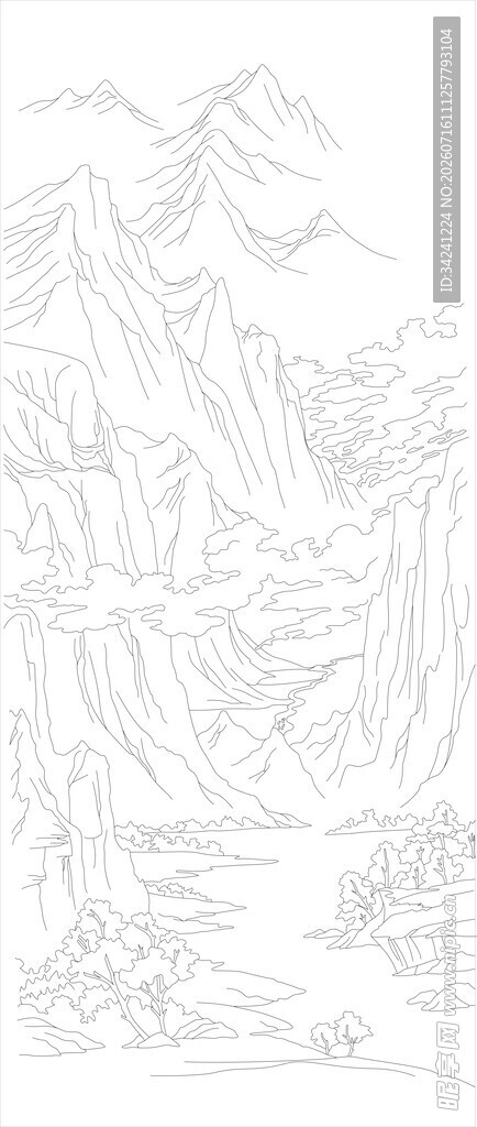 山水线描图
