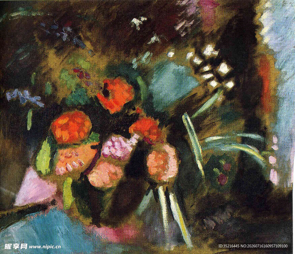 抽象花卉油画作品