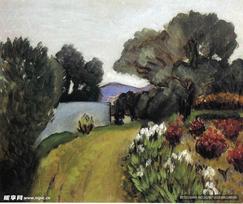 田园花卉风景油画