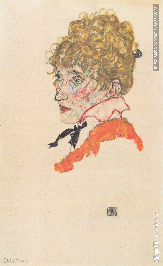 复古风格女士侧面肖像画