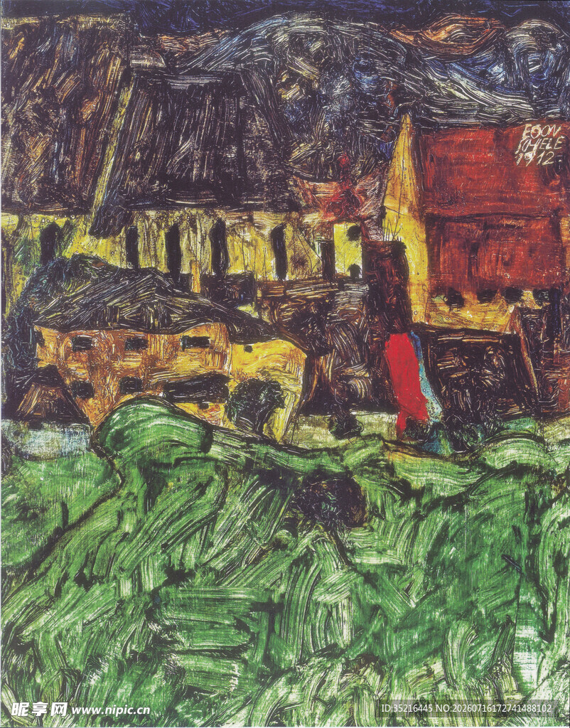 抽象风格的建筑风景绘画