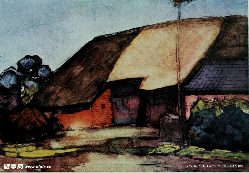 乡村小屋风景图