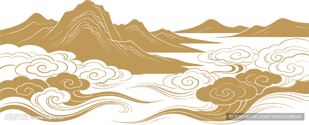 山水 暗纹