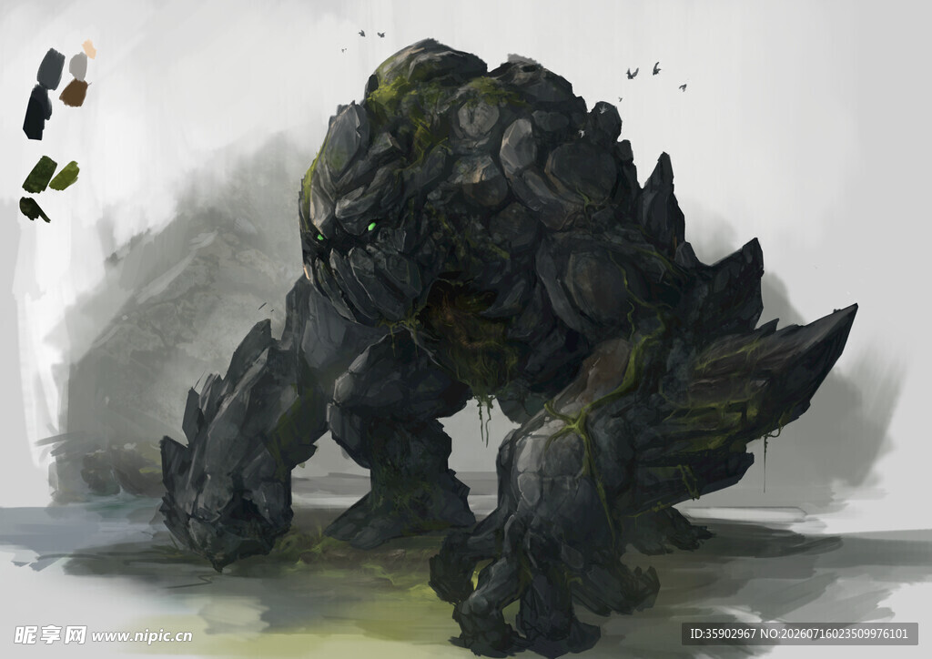 奇幻岩石怪物插画