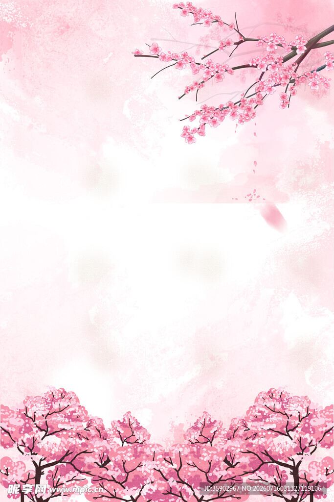 浪漫粉色樱花背景图