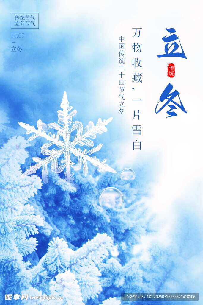 立冬雪景雪花装点的世界