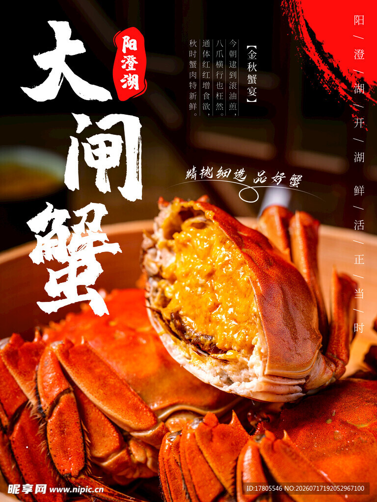 大闸蟹美食诱人画面