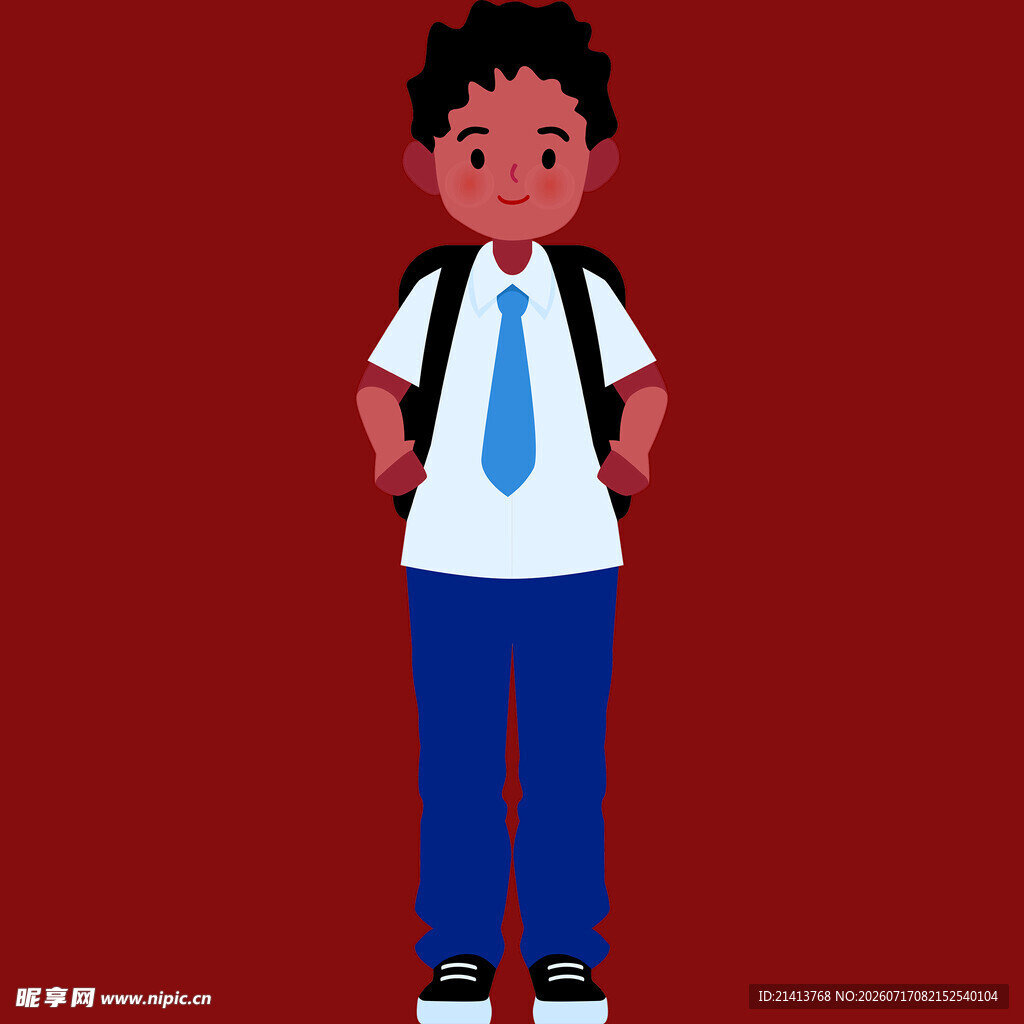 背着书包的小男孩