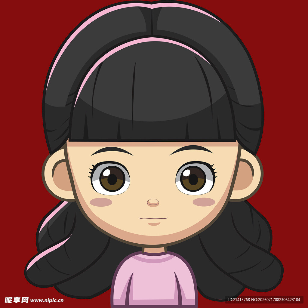 可爱卡通长发女孩形象