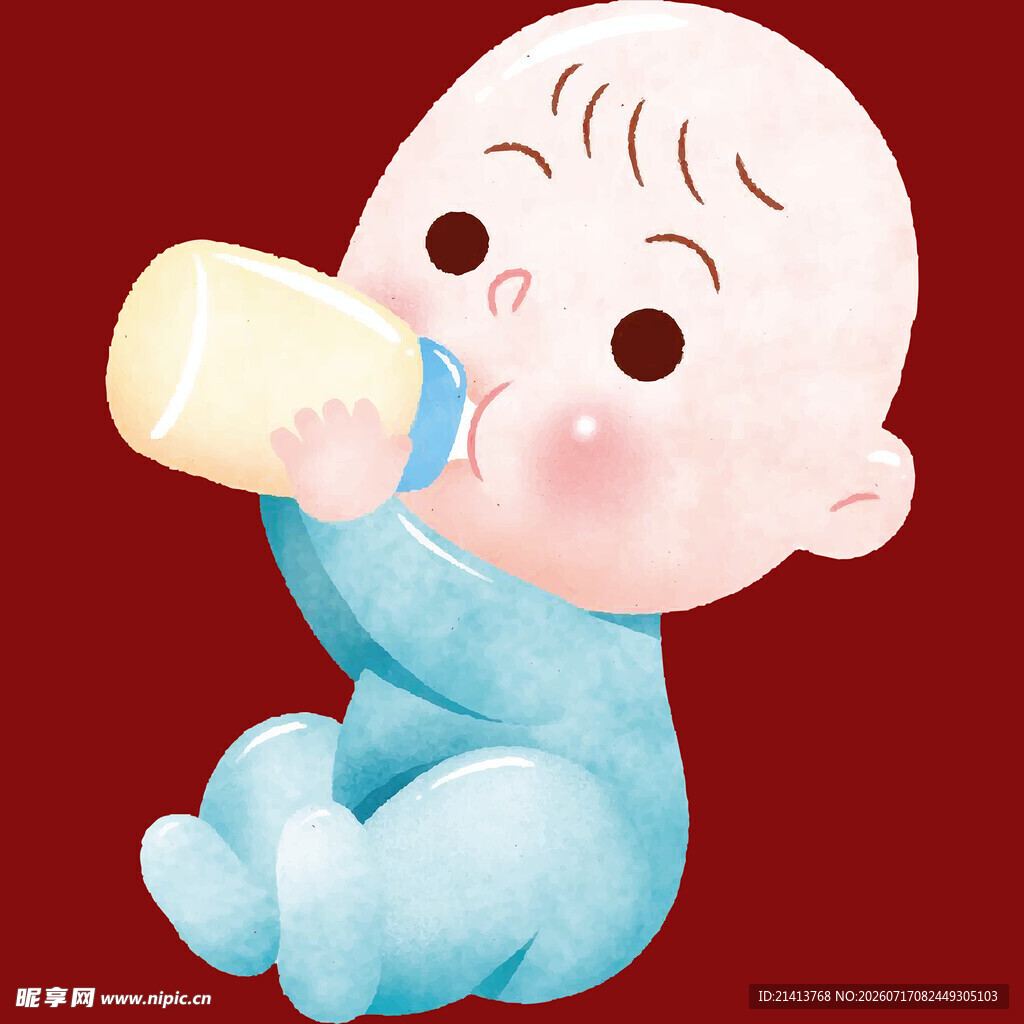 可爱宝宝坐着喝奶瓶