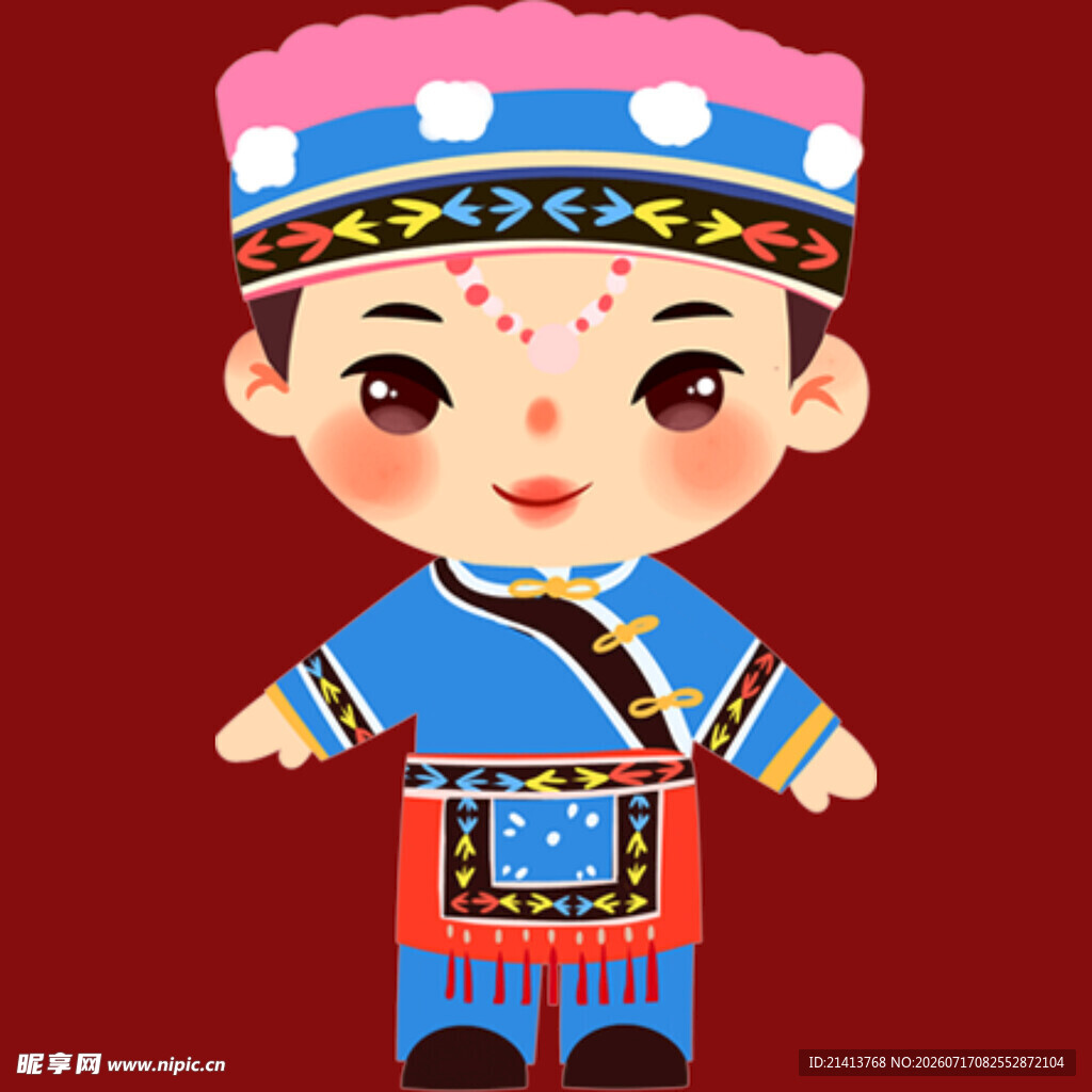 可爱的少数民族卡通小孩