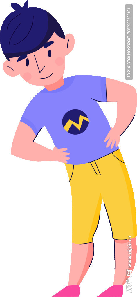 穿蓝T恤的活力小男孩