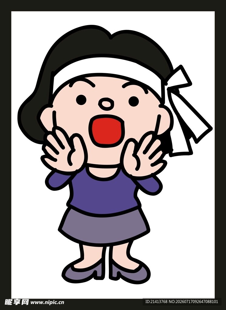 惊讶卡通女孩形象