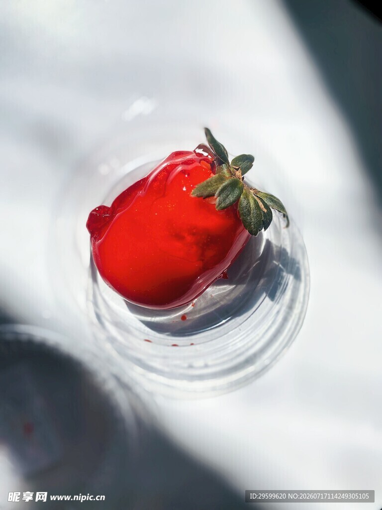 透明容器中的鲜红草莓