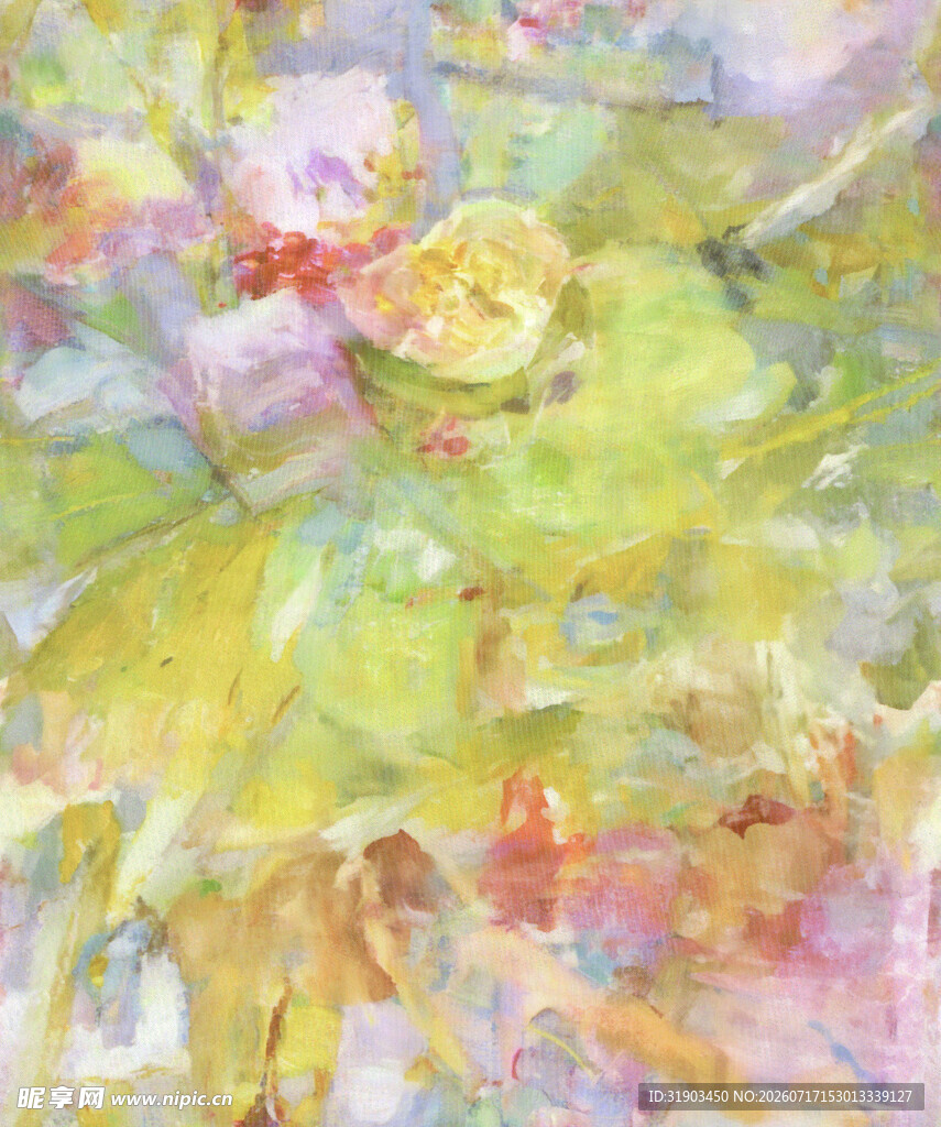 梦幻水彩花卉抽象画作