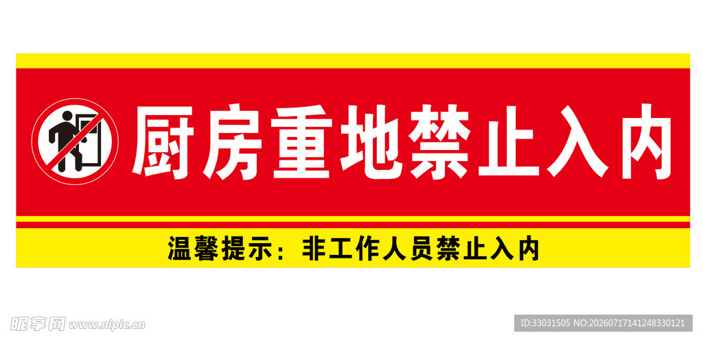 厨房重地禁止入内标识牌