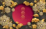 中式金饰环绕的喜庆红盒