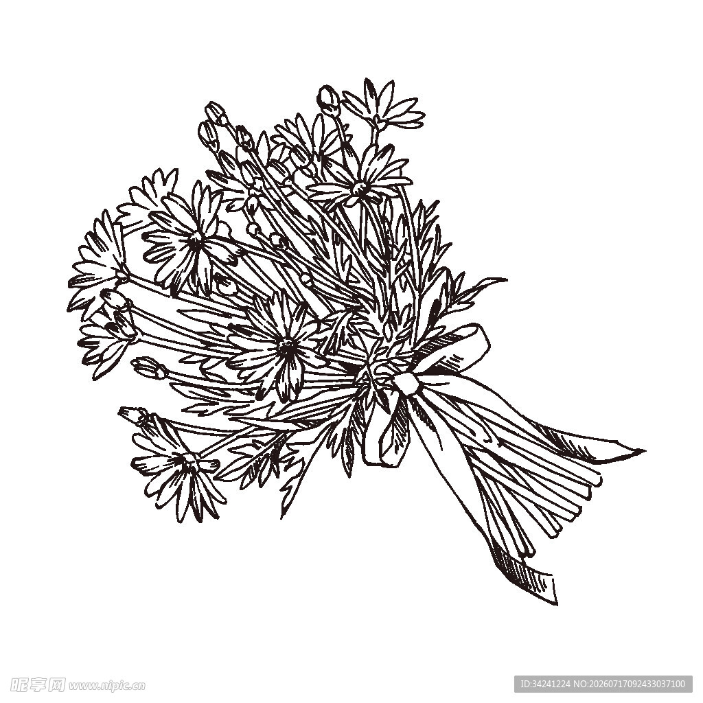 手绘简约花束插画
