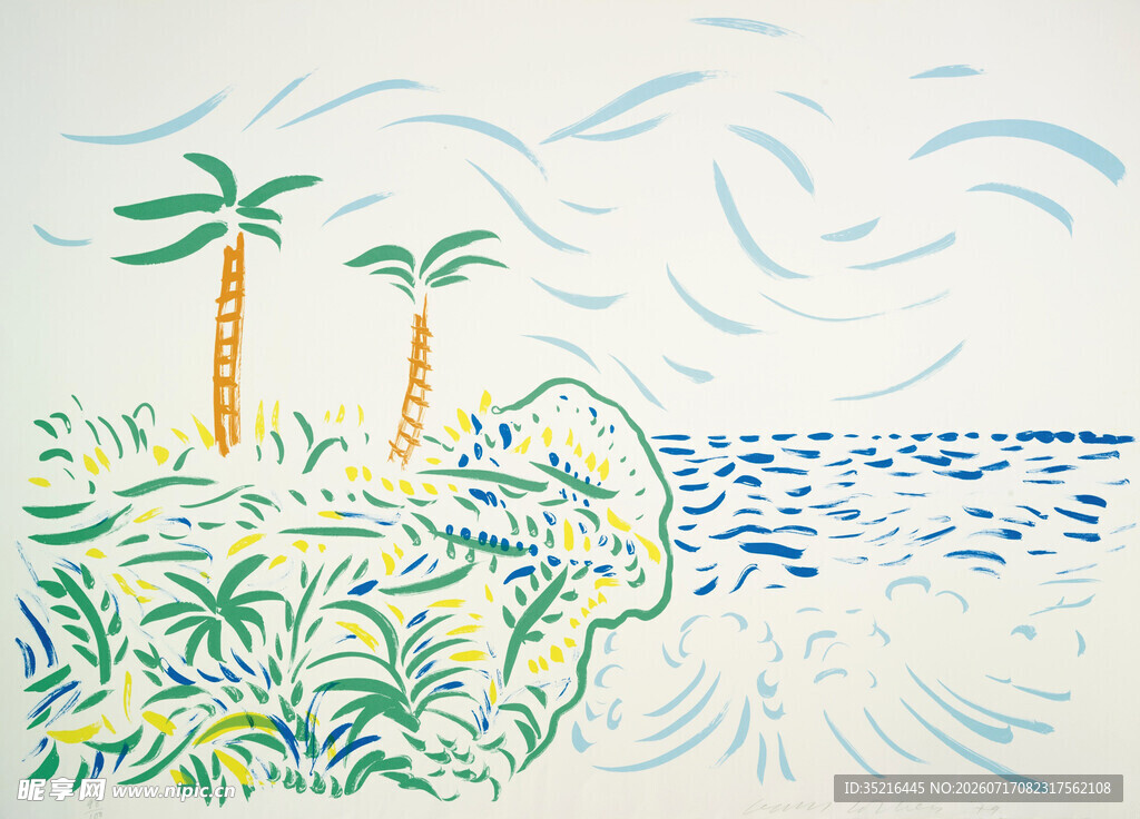 热带海岸风光插画