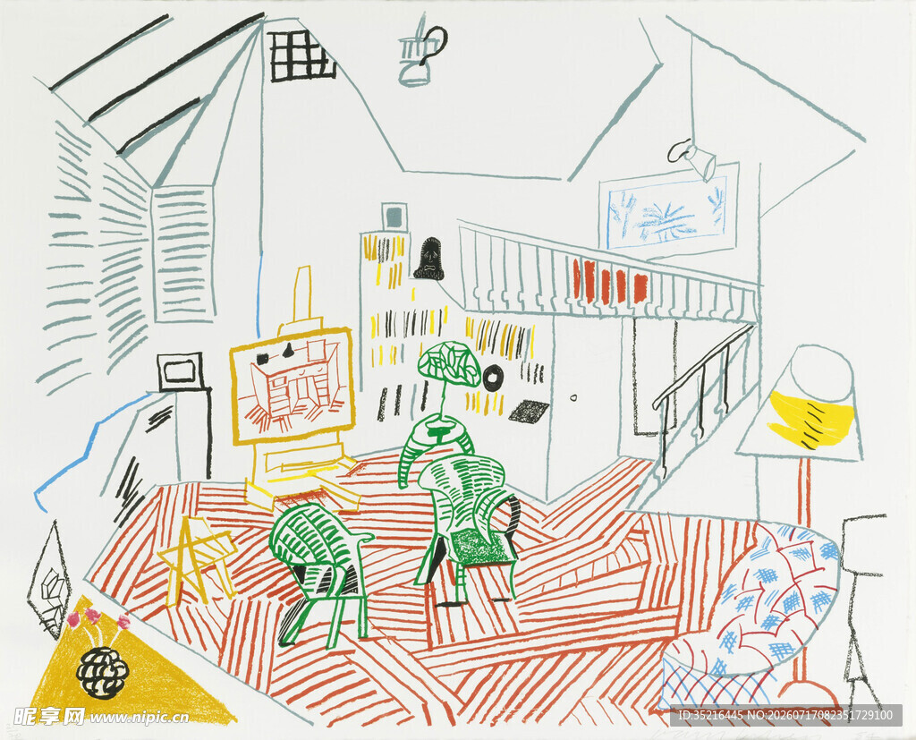室内创意插画场景展示