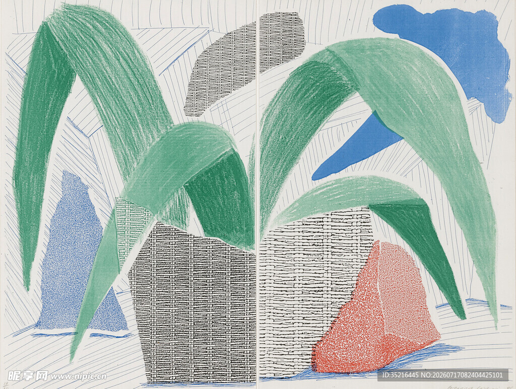 抽象绿植盆栽艺术插画