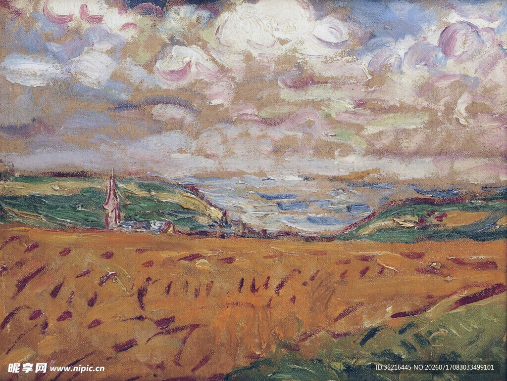 田野风光油画作品