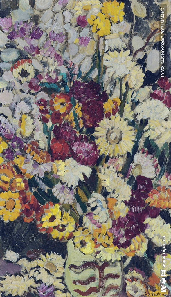 抽象花卉油画作品