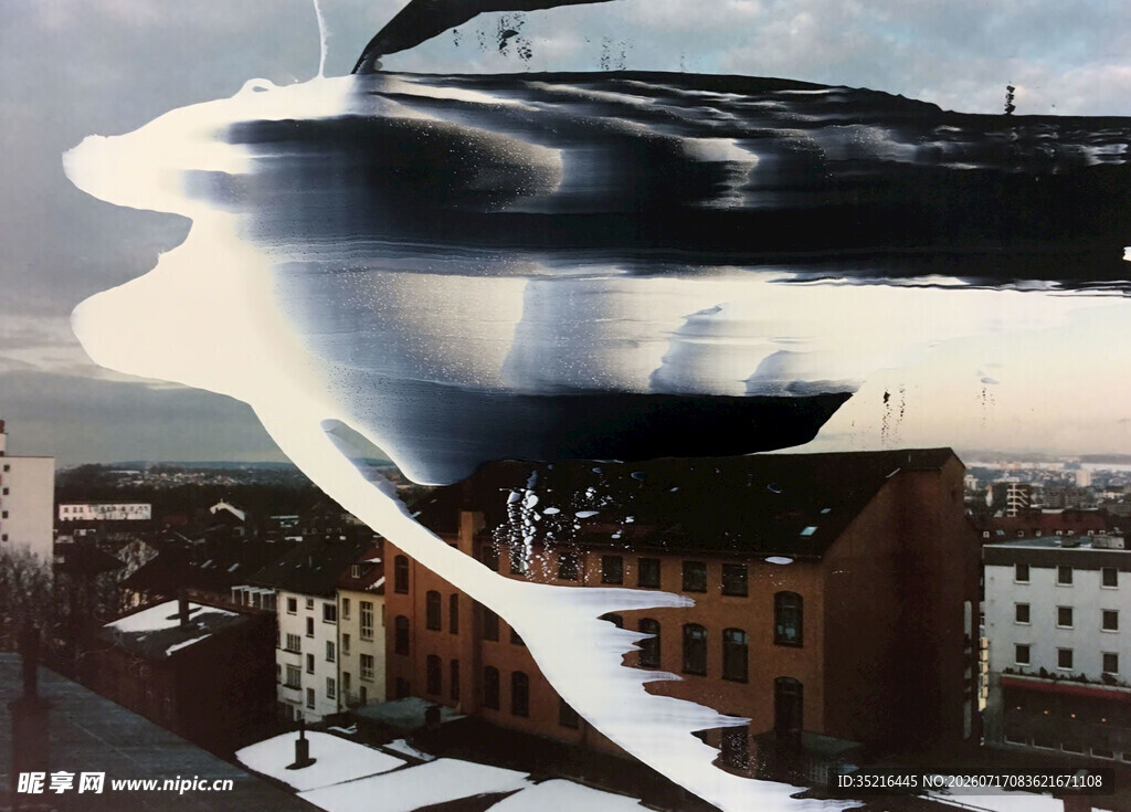 城市上空的奇幻抽象景象