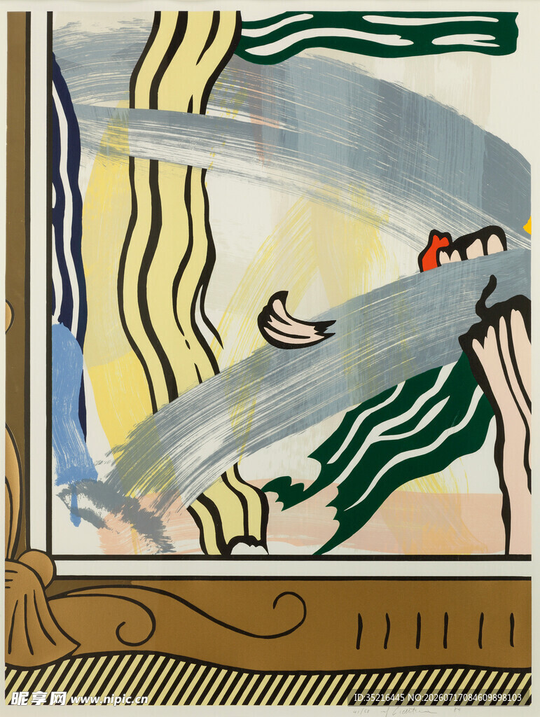 抽象窗边景象绘画作品