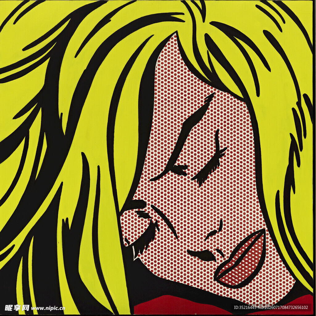 闭眼金发女性漫画形象