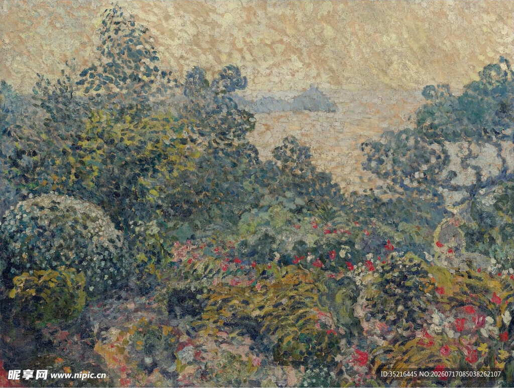 莫奈风格花园风景油画