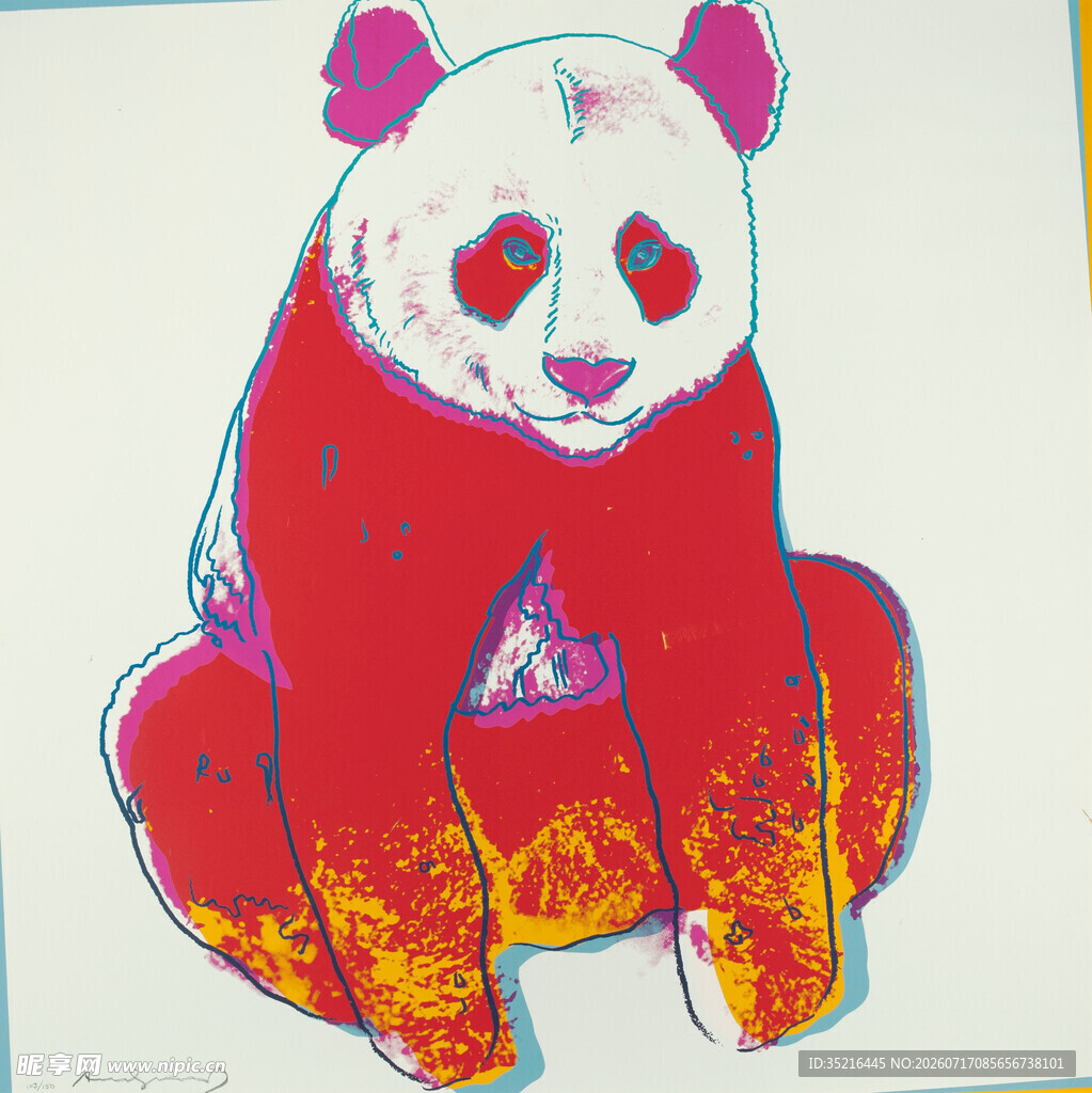 彩色熊猫艺术插画